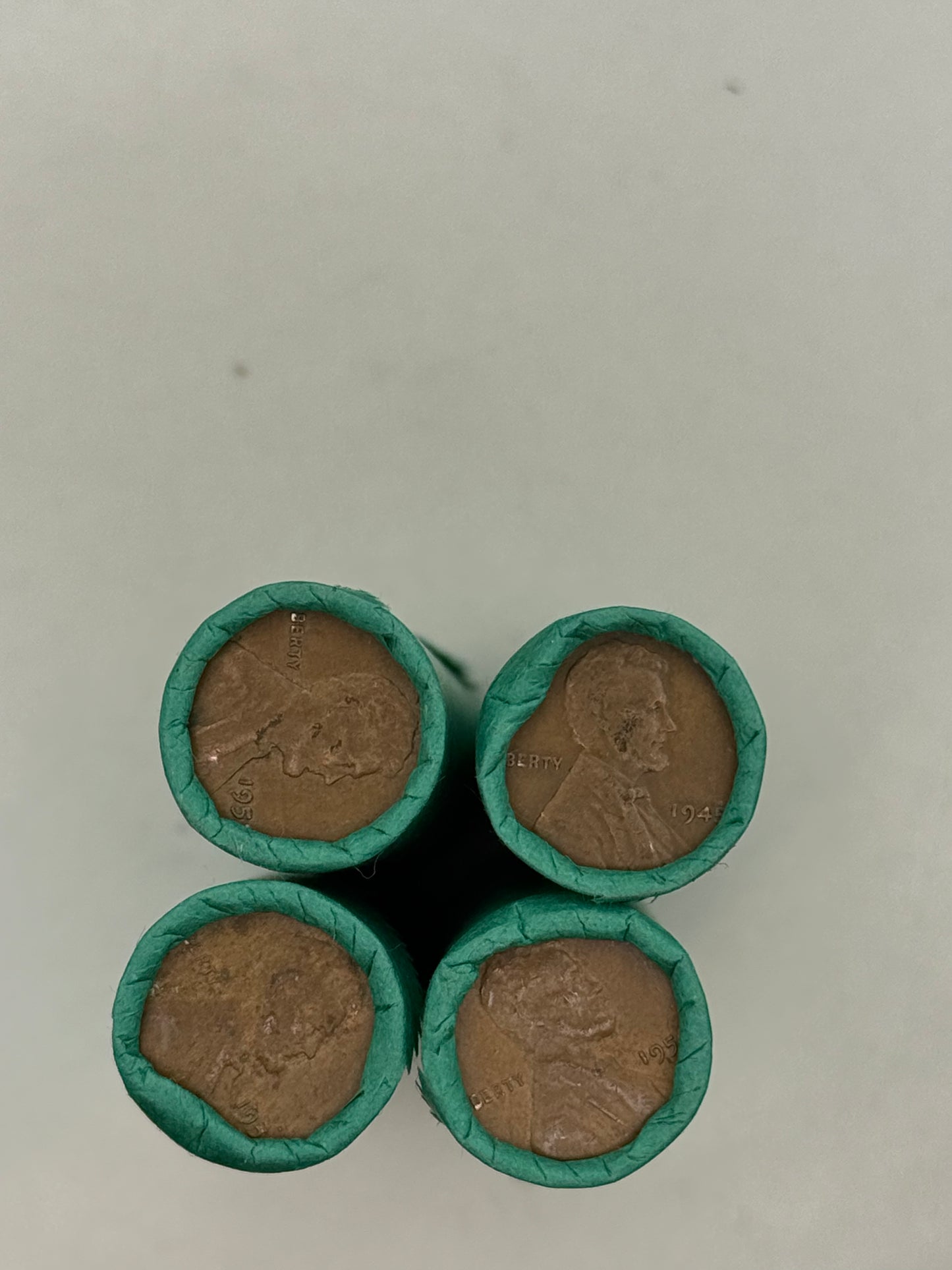 Green Wheat Penny Rolls with a Silver Mercury Dime Ender