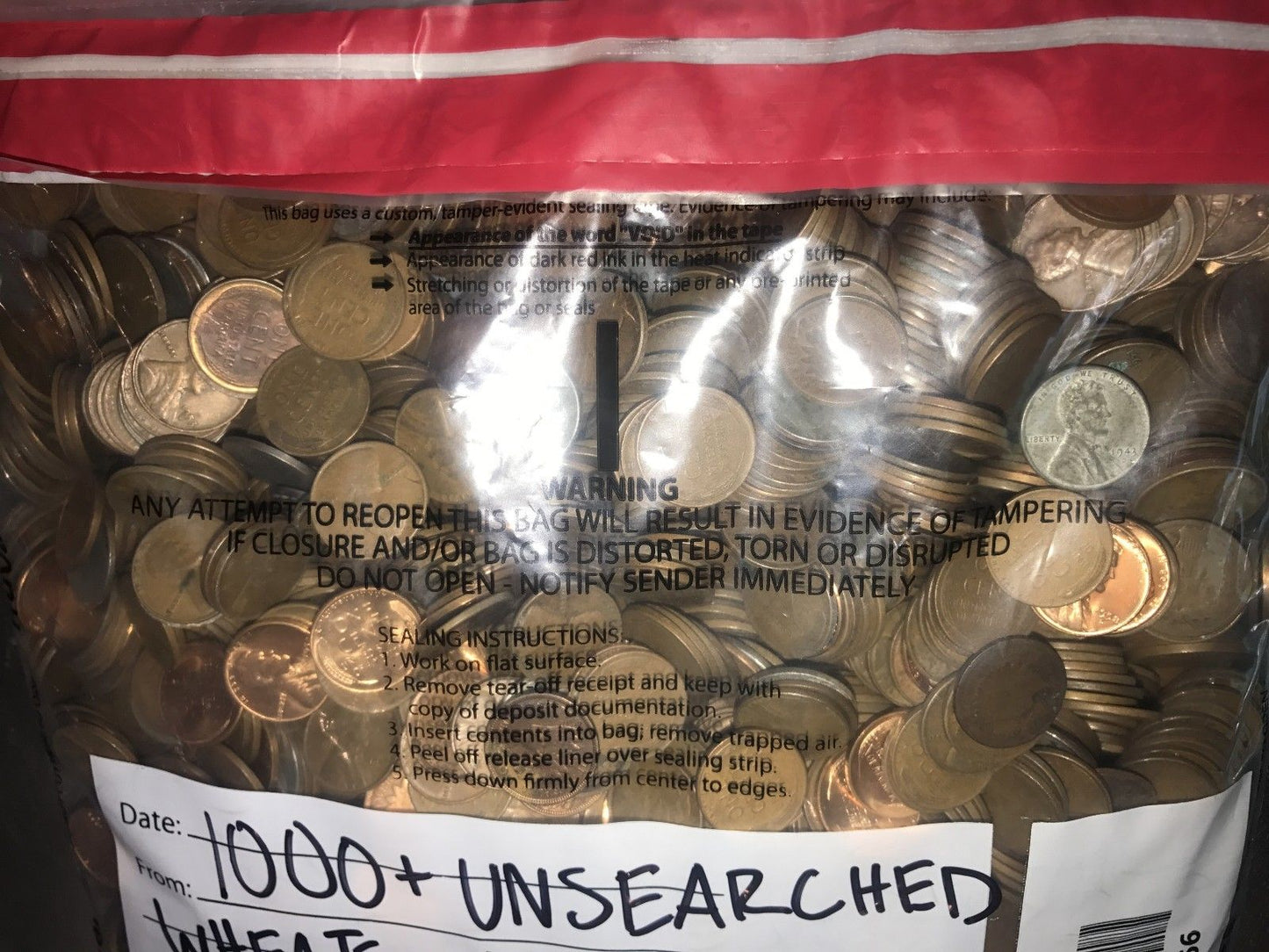 1000 COPPER WHEAT PENNY BAGS OLD ONE CENT SET MONEY HOARD LOT ESTATE SALE