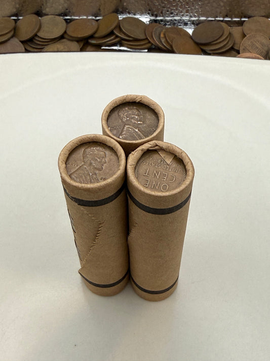 Old Window Wrapped WHEAT PENNY ROLL old unsearched us coin cents