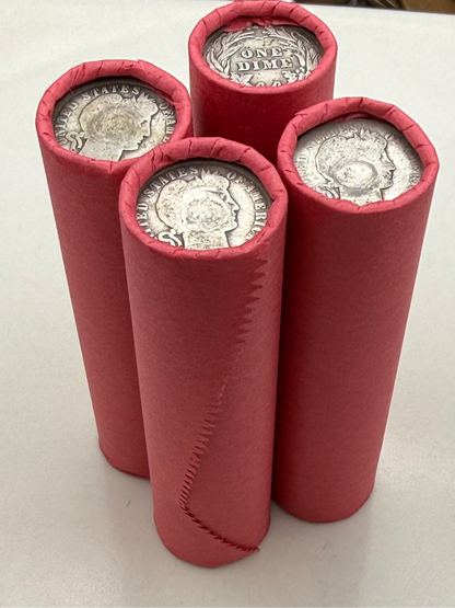 Red Wheat Penny Rolls with a Silver Barber Dime Ender