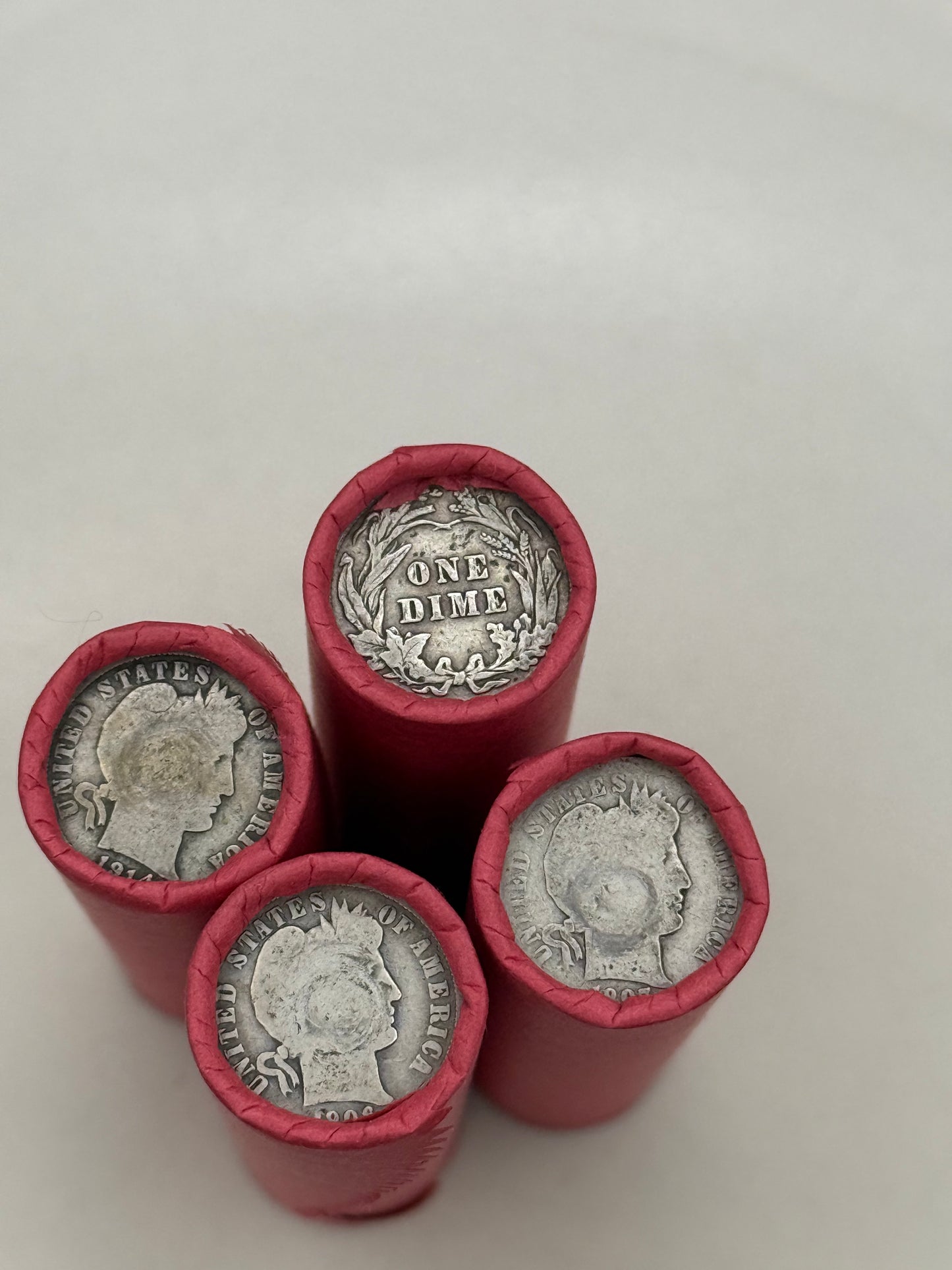 Red Wheat Penny Rolls with a Silver Barber Dime Ender