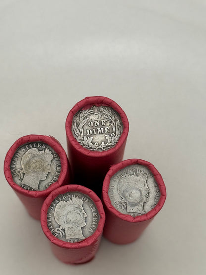 Red Wheat Penny Rolls with a Silver Barber Dime Ender