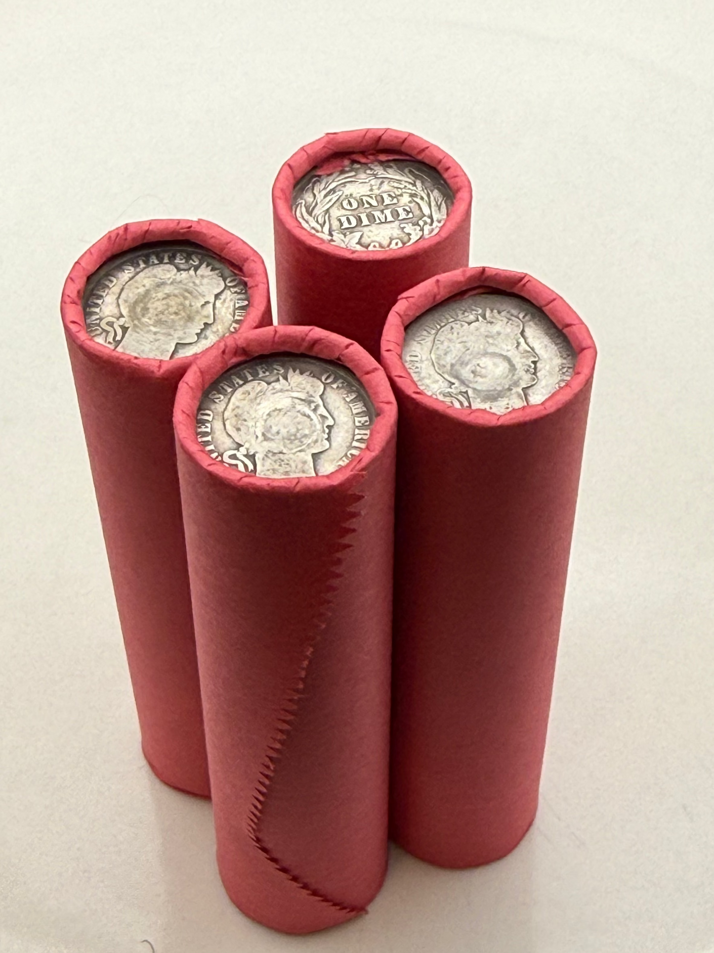 Red Wheat Penny Rolls with a Silver Barber Dime Ender