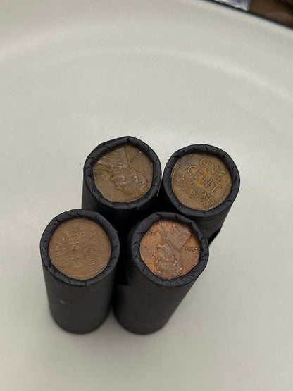 Black Bank Wrapped Wheat Penny Roll - Silver Mercury Dime Showing