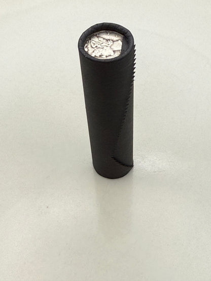 Black Bank Wrapped Wheat Penny Roll - Silver Mercury Dime Showing