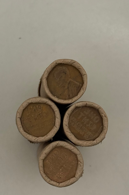 Brown Wheat Penny Rolls with a Silver Mercury Dime Ender