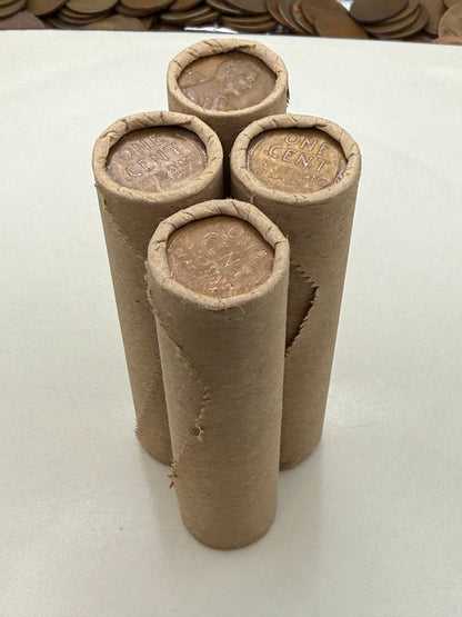 Brown Wheat Penny Rolls with a Silver Mercury Dime Ender