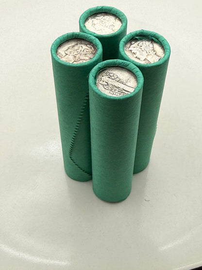 Green Wheat Penny Rolls with a Silver Mercury Dime Ender