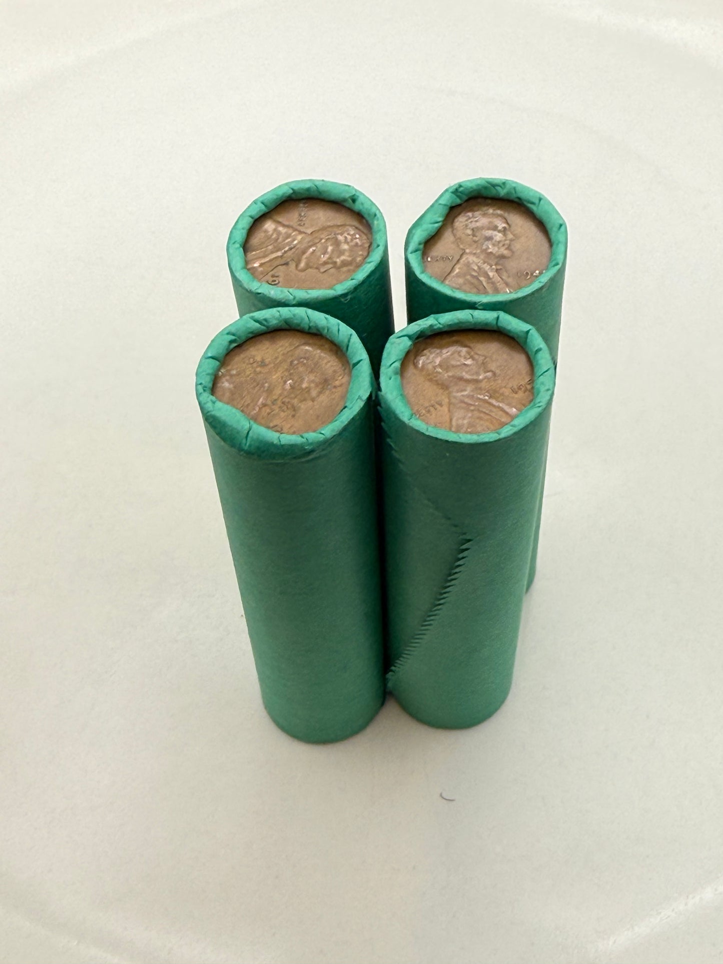 Green Wheat Penny Rolls with a Silver Mercury Dime Ender