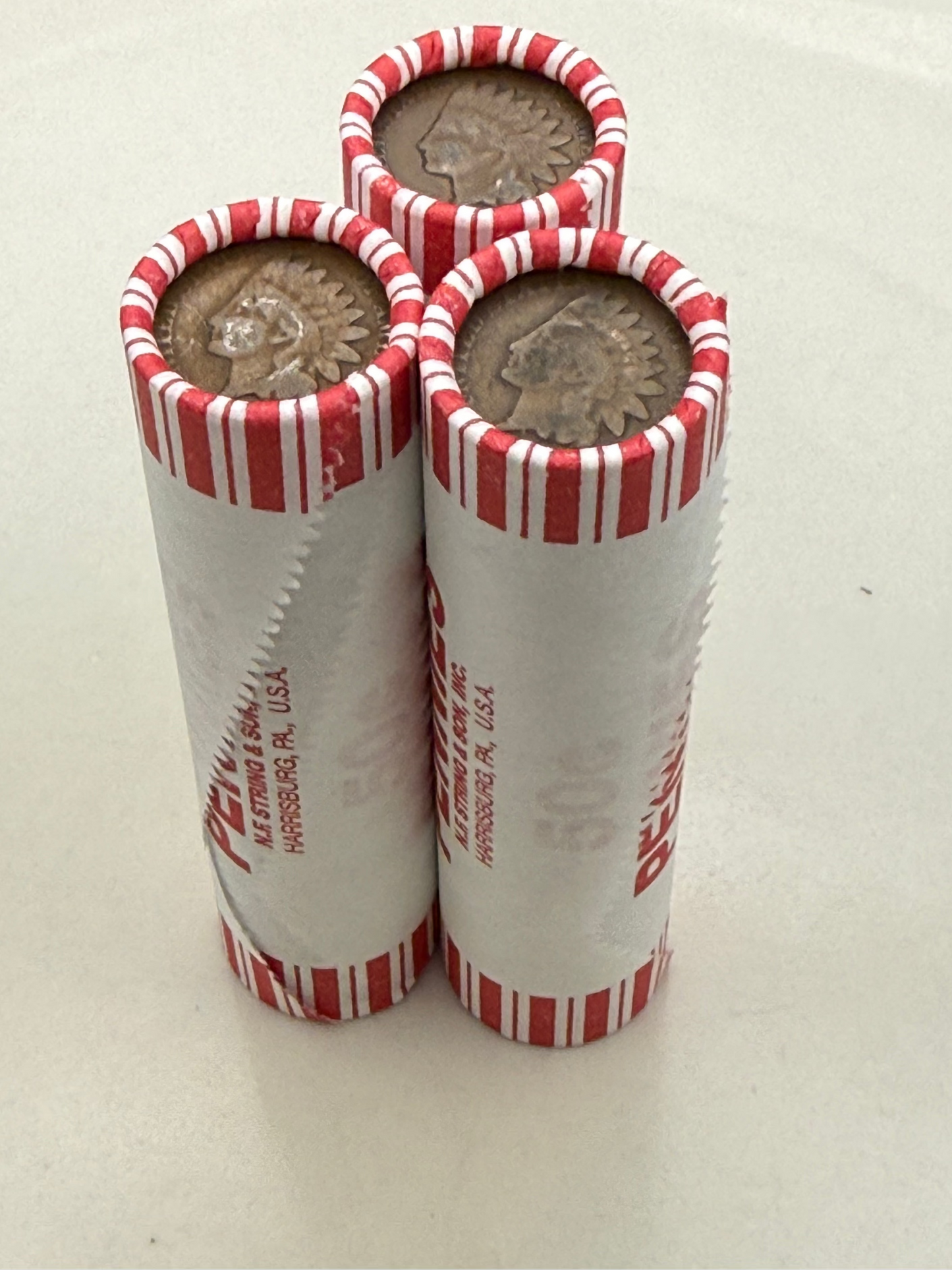 Wheat Penny Rolls with an Indian Head Cent Ender