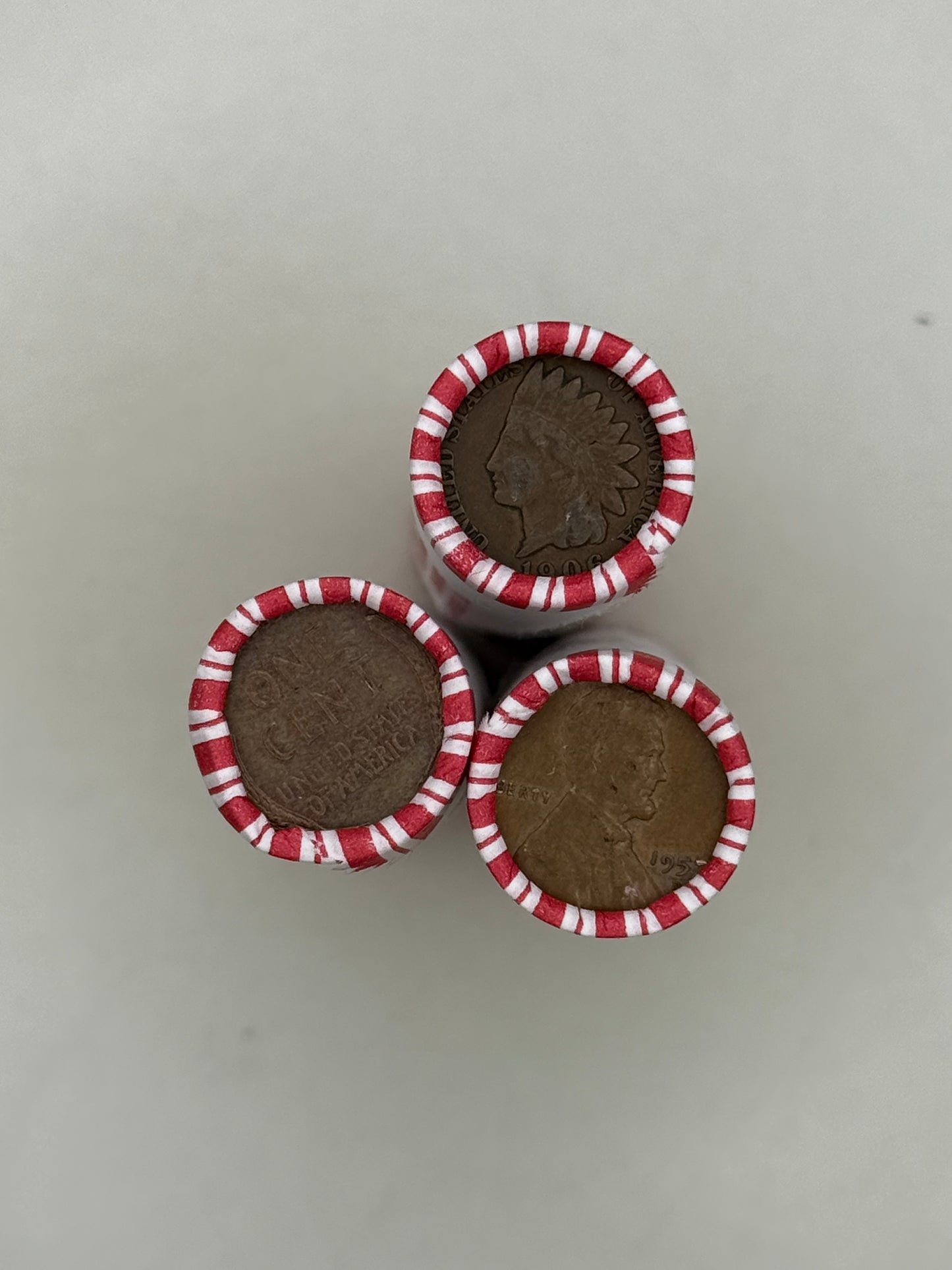 Wheat Penny Rolls with an Indian Head Cent Ender