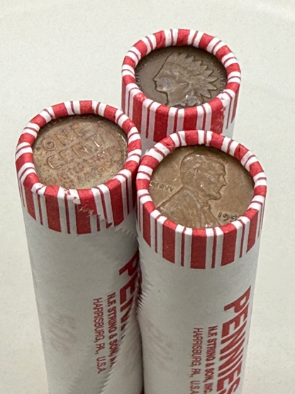 Wheat Penny Rolls with an Indian Head Cent Ender