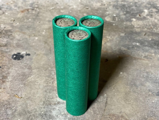 SILVER MERCURY DIME showing on old vintage unsearched green wheat penny roll us coins estate collection cent sale lot