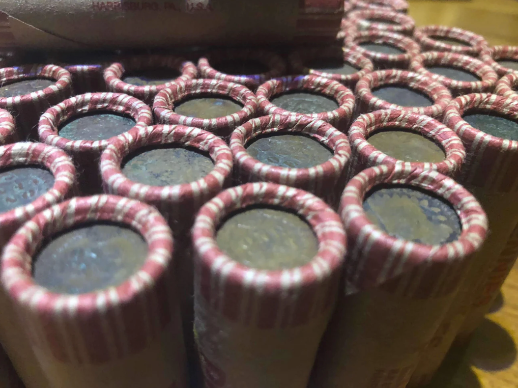 TIGHTLY CRIMPED ROLLS OF OLD UNITED STATES WHEAT & INDIAN HEAD CENTS